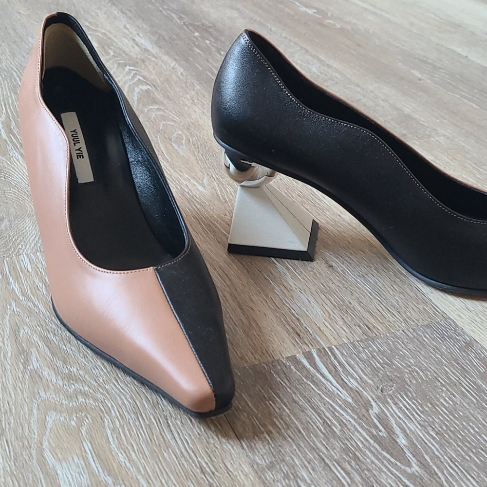 Two-Tone Color Block Statement Pointed Heels Pumps - image 1